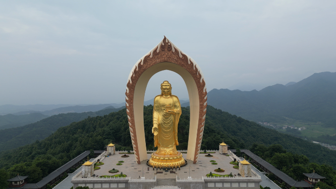 航拍江西九江庐山5A景区东林大佛