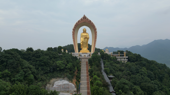 航拍江西九江庐山5A景区东林大佛