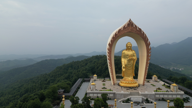 航拍江西九江庐山5A景区东林大佛