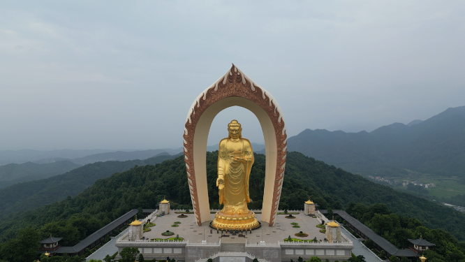 航拍江西九江庐山5A景区东林大佛