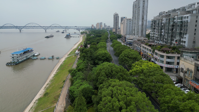 航拍江西九江锁江楼塔历史文化古建筑