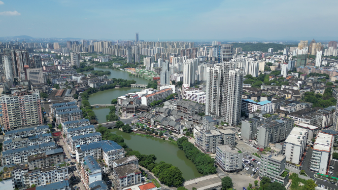 航拍江西吉安城市风光