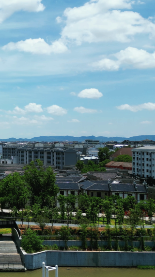 航拍江西抚州临汝书院竖屏 