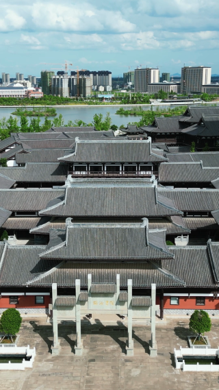 航拍江西抚州临汝书院竖屏 