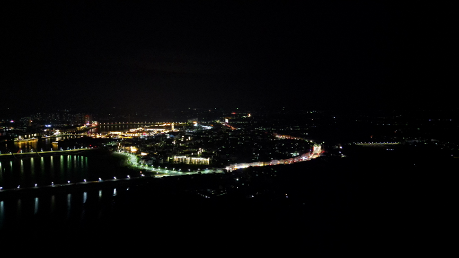 航拍江西抚州城市夜景灯光