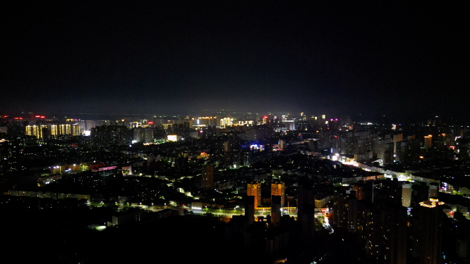 航拍江西抚州城市夜景灯光