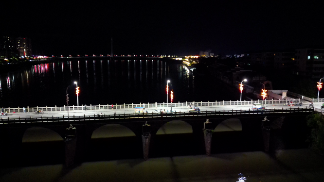 航拍江西抚州城市夜景灯光