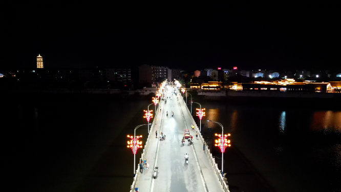 航拍江西抚州城市夜景灯光