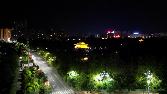 航拍江西抚州城市夜景灯光