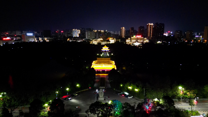 航拍江西抚州城市夜景灯光