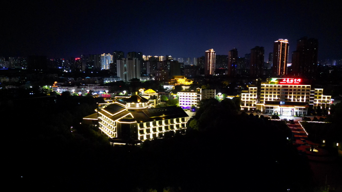 航拍江西抚州城市夜景灯光