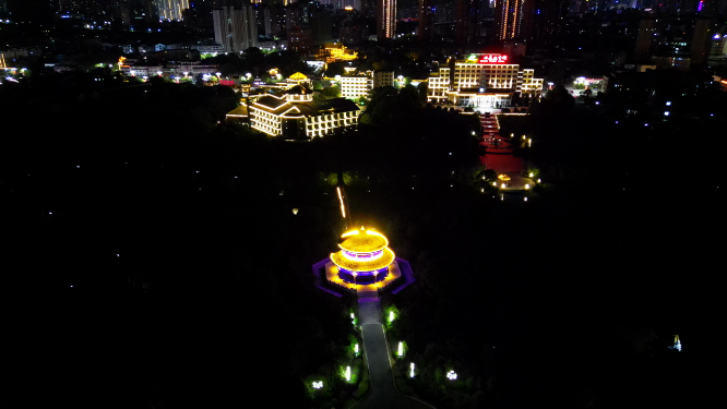 航拍江西抚州城市夜景灯光