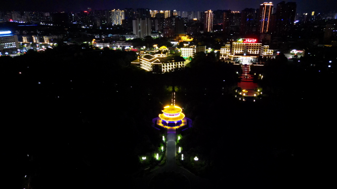 航拍江西抚州城市夜景灯光
