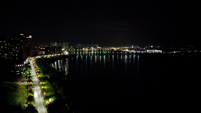 航拍江西抚州城市夜景灯光
