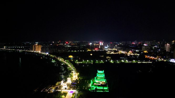 航拍江西抚州城市夜景灯光