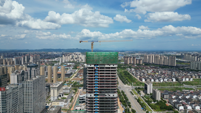 航拍江西抚州城市建设
