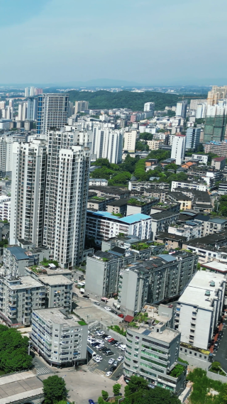 航拍江西抚州城市建设竖屏 