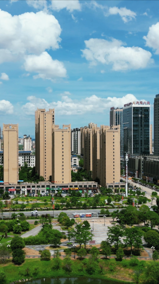 航拍江西抚州城市建设竖屏 