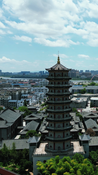 航拍江西抚州文昌里历史文化街区4A景区竖屏