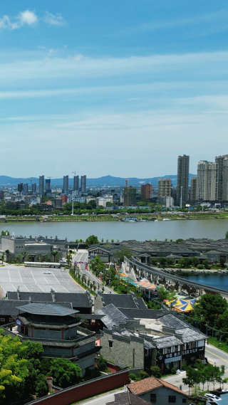 航拍江西抚州文昌里历史文化街区4A景区竖屏