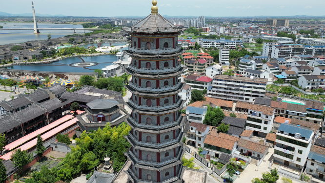 航拍江西抚州文昌里历史文化街区正觉寺4A景区