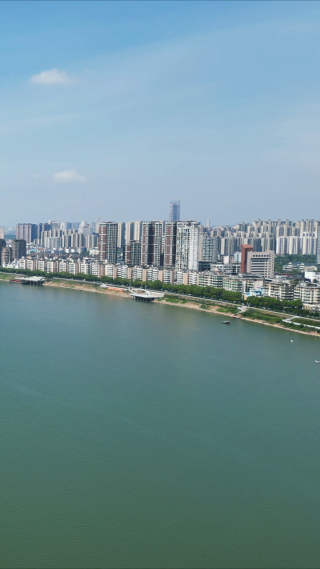 航拍江西赣江河流风光竖屏 
