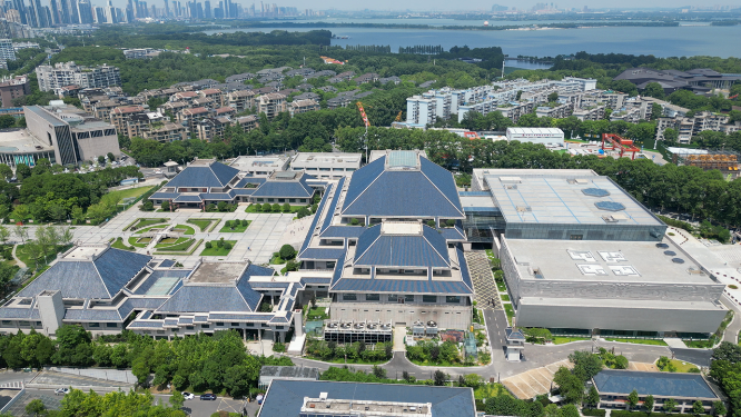航拍湖北博物馆场馆建筑