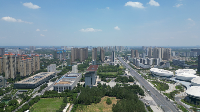 航拍湖北孝感城市建设