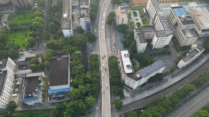 航拍湖北宜昌城市交通道路