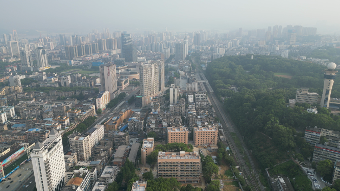 航拍湖北宜昌城市交通道路
