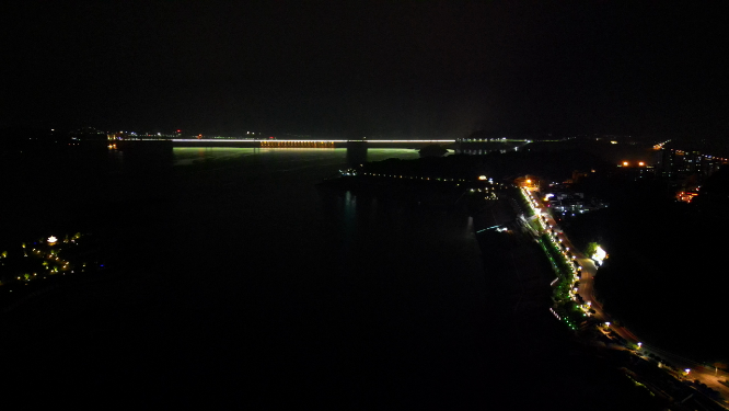 航拍湖北宜昌秭归县夜景灯光