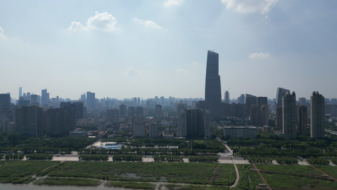 航拍湖北武汉汉口高楼建筑