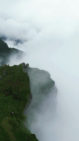 航拍湖北神农架5A景区神农谷云雾缭绕