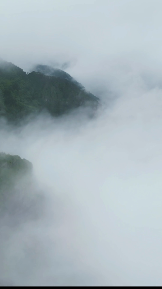航拍湖北神农架5A景区神农谷云雾缭绕