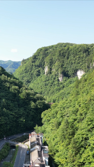 航拍湖北神农架山谷村庄竖屏