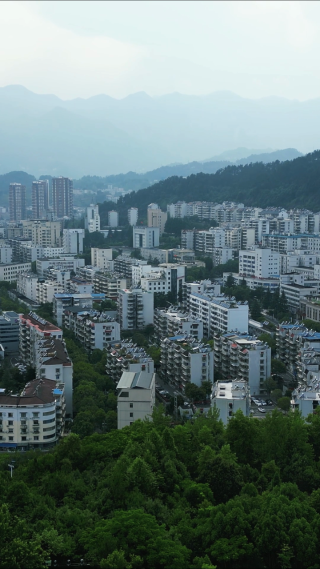 航拍湖北秭归县城市建设