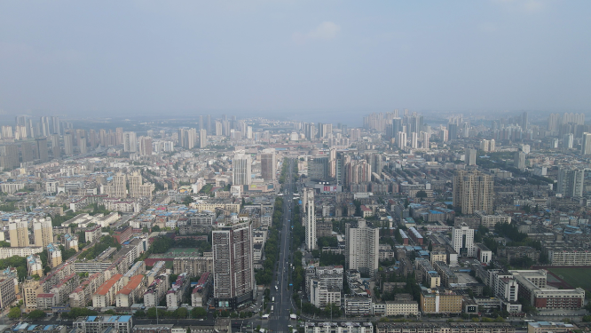 航拍湖北襄阳城市交通
