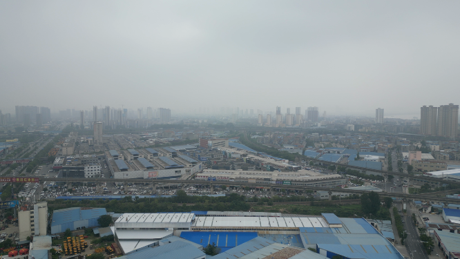 航拍湖北襄阳城市建设