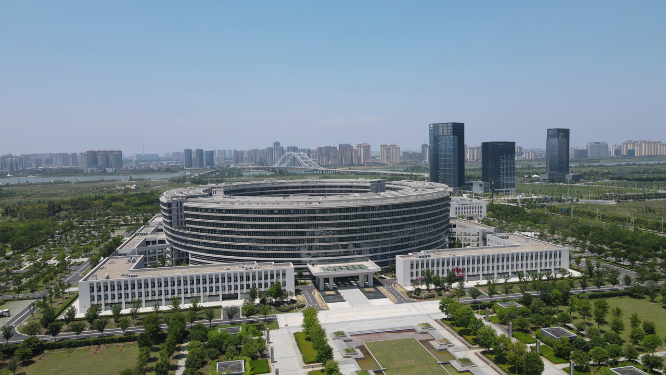 航拍湖北襄阳市民中心