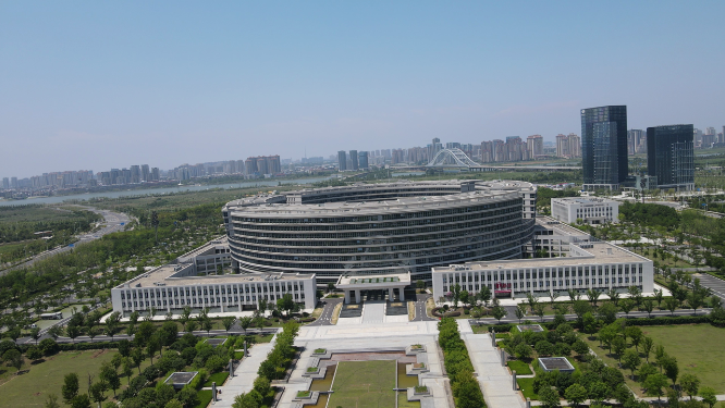 航拍湖北襄阳市民中心
