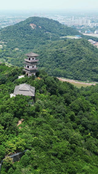 航拍湖北鄂州西山4A景区