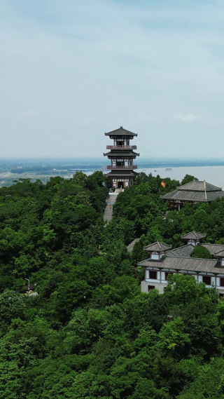 航拍湖北鄂州西山4A景区
