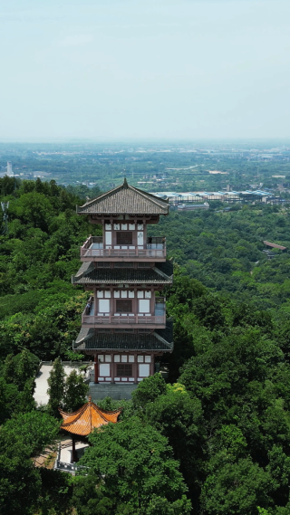 航拍湖北鄂州西山4A景区