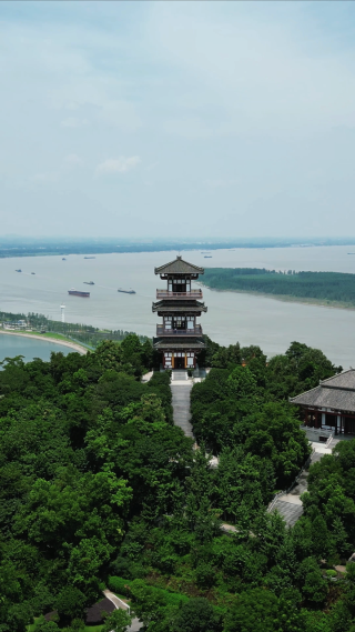 航拍湖北鄂州西山4A景区