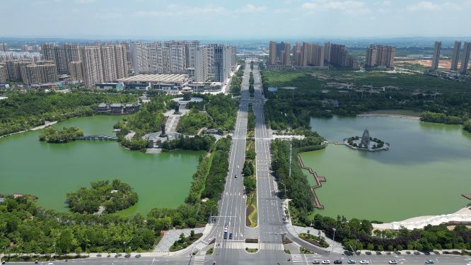 航拍湖北随州城市交通