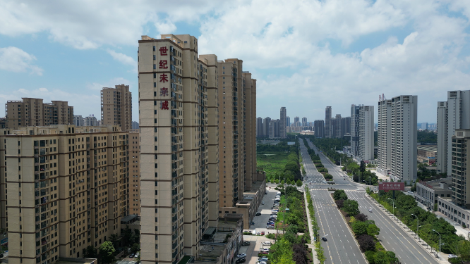 航拍湖北随州城市交通