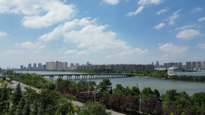 航拍湖北随州城市交通