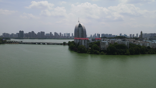 航拍湖北鄂州公安大楼 
