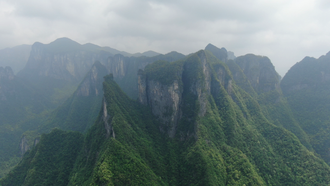 航拍湖南张家界奇山山川地貌