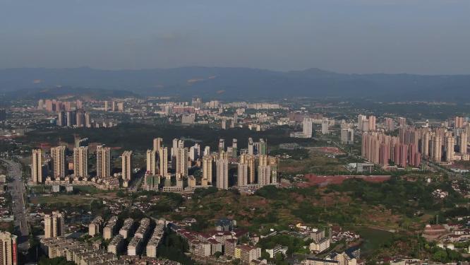 航拍湖南湘西怀化城市建设